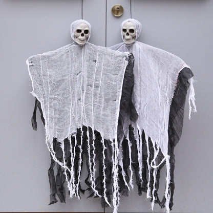 Halloween Ghost Decoration with Skeleton Head – Spooky Cloth Accessory