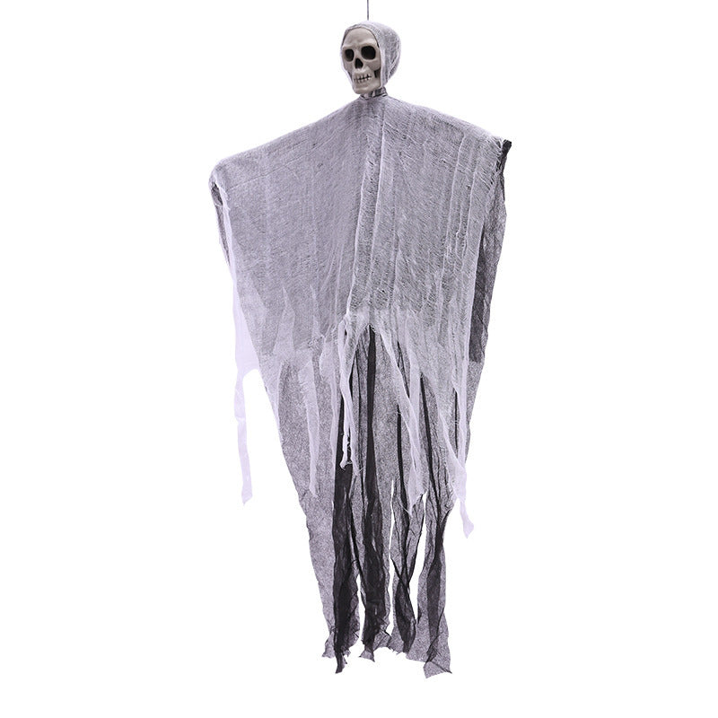 Halloween Ghost Decoration with Skeleton Head – Spooky Cloth Accessory