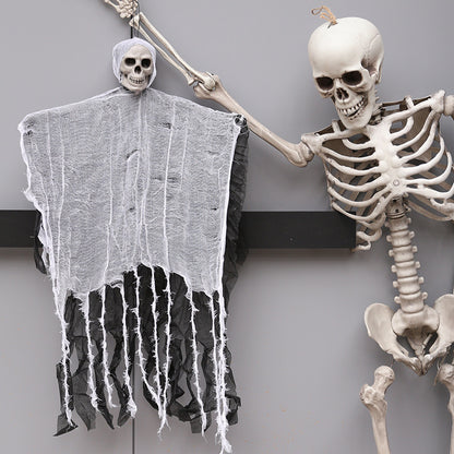Halloween Ghost Decoration with Skeleton Head – Spooky Cloth Accessory