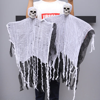 Halloween Ghost Decoration with Skeleton Head – Spooky Cloth Accessory