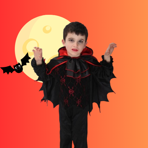 Kids Halloween Vampire Costume – Black & Red Outfit for Boys