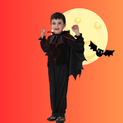 Kids Halloween Vampire Costume – Black & Red Outfit for Boys