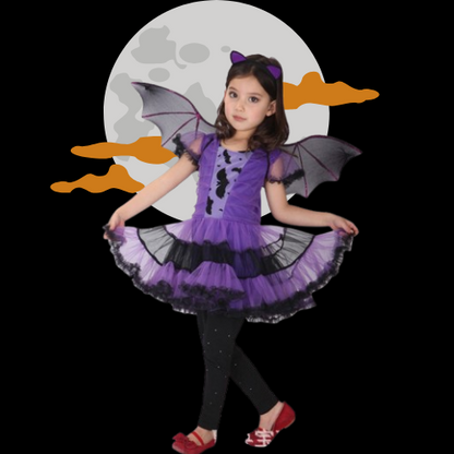 Girls Halloween Bat Costume – Purple Spandex Dress