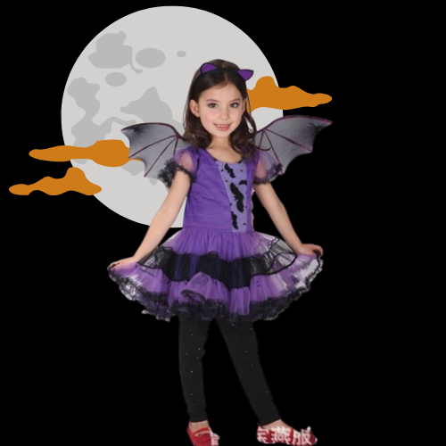 Girls Halloween Bat Costume – Purple Spandex Dress