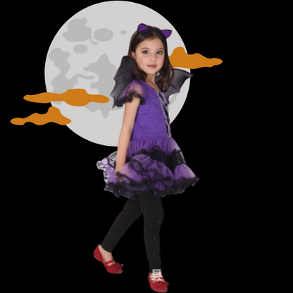 Girls Halloween Bat Costume – Purple Spandex Dress