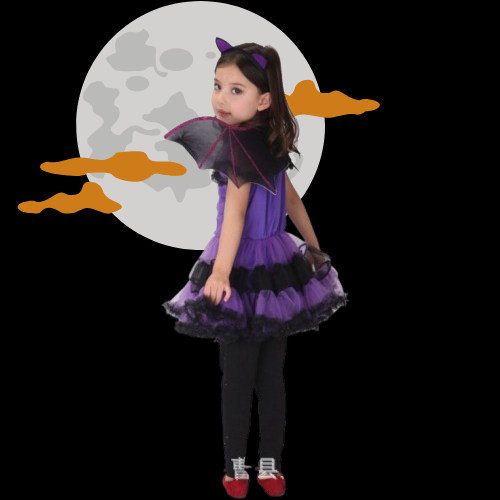 Girls Halloween Bat Costume – Purple Spandex Dress